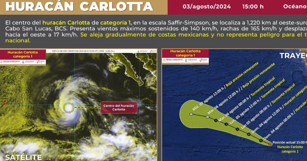 Carlotta se aleja, tormenta tropical Debby a nada de convertirse en Huracán